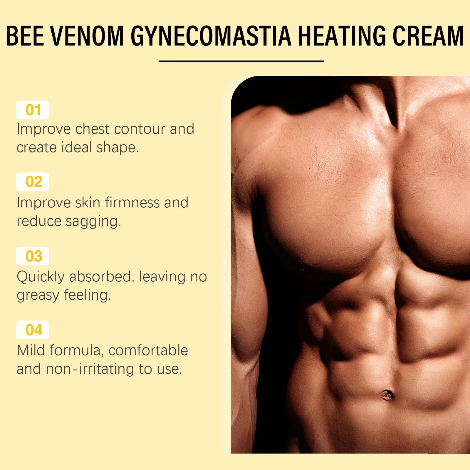 15ml Men's Bee Male Breast Warming Oil Chest Firming Massage Serum Chest Firming Oil Skin Care Pi-Mart