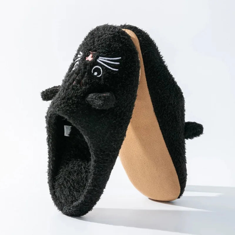 Non-Slip Soft Plush Cat Slippers for Women Men Unisex Warm Fleece House Slippers Indoor Floor Shoes Autumn Winter Home Comfort LadyShow.Store