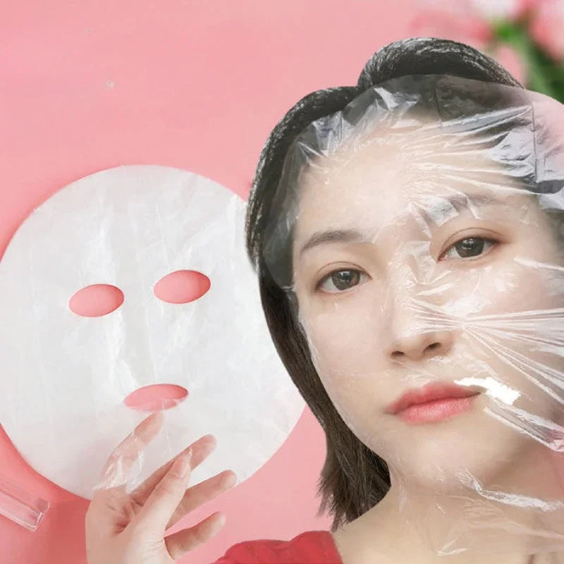 100pc Disposable Plastic Film for Face Fresh Keeping Film Mask Beauty Salon Promote Product Absorptio Ultra Thin Skin Care Paper Tri Light Beauty