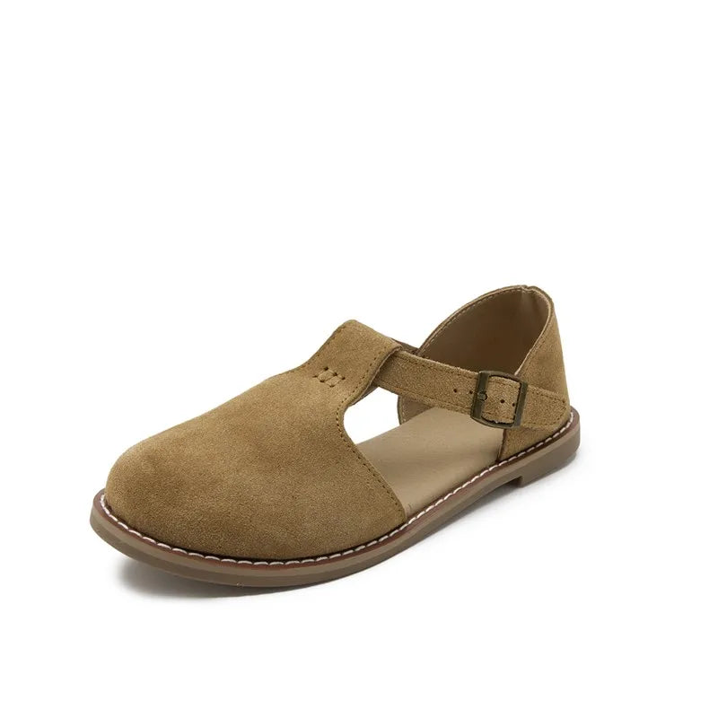 AIYUQI Flat-Soled Retro Frosted Genuine Leather Women's Sandals 2026 New Hollow Women's Shoes Roman Baotou Sandals for Women LadyShow.Store