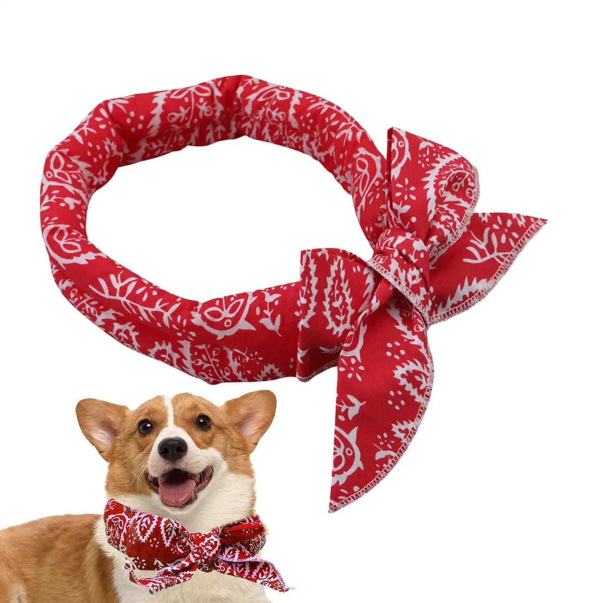 Pet Cooling Scarf Cute Dog Cooling Bandana Adjustable Fast Cooling Cat Cooling Ice Scarf Reusable Cat Collar Pet supplies Pi-Mart