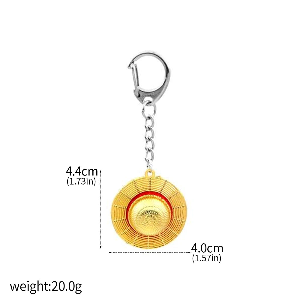 One Piece Luffy Straw Hat Keychain Rotatable Zoro Skull Metal Pendant Role-Playing Decorative Accessories Fan Jewelry Gift Pi-Mart