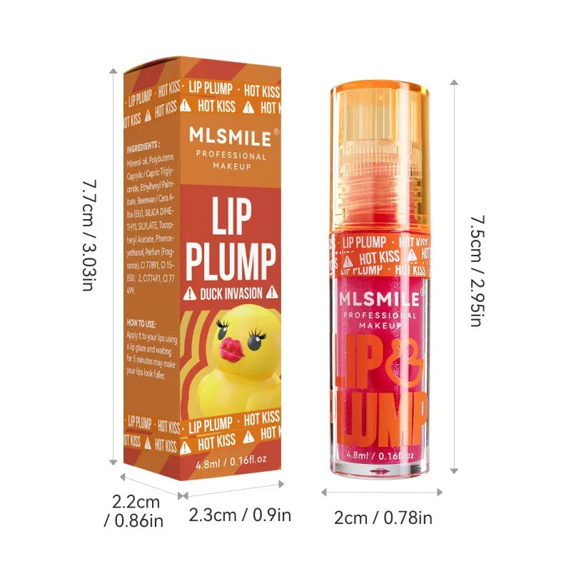 MLSMILE Duck Lip Plump Lip Oil Moisturizing Lip Gloss Mirror Water nature long-lasting  Gloss Gloss Pearl Lip Glaze Set Tri Light Beauty