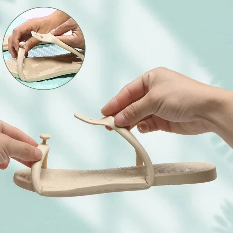 2024 Summer Women Folding Slippers Adults Portable Trip Travel Sandals Couples Indoor Soft Slides Men Beach Non-slip EVA Shoes LadyShow.Store