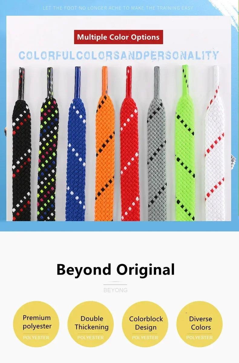 Classic Shoelaces for Sneakers Flat Mixed-colors Shoe laces AF1/AJ Shoelace Elastic Laces Shoes 100/120/140CM Strings 1Pair Pi-Mart