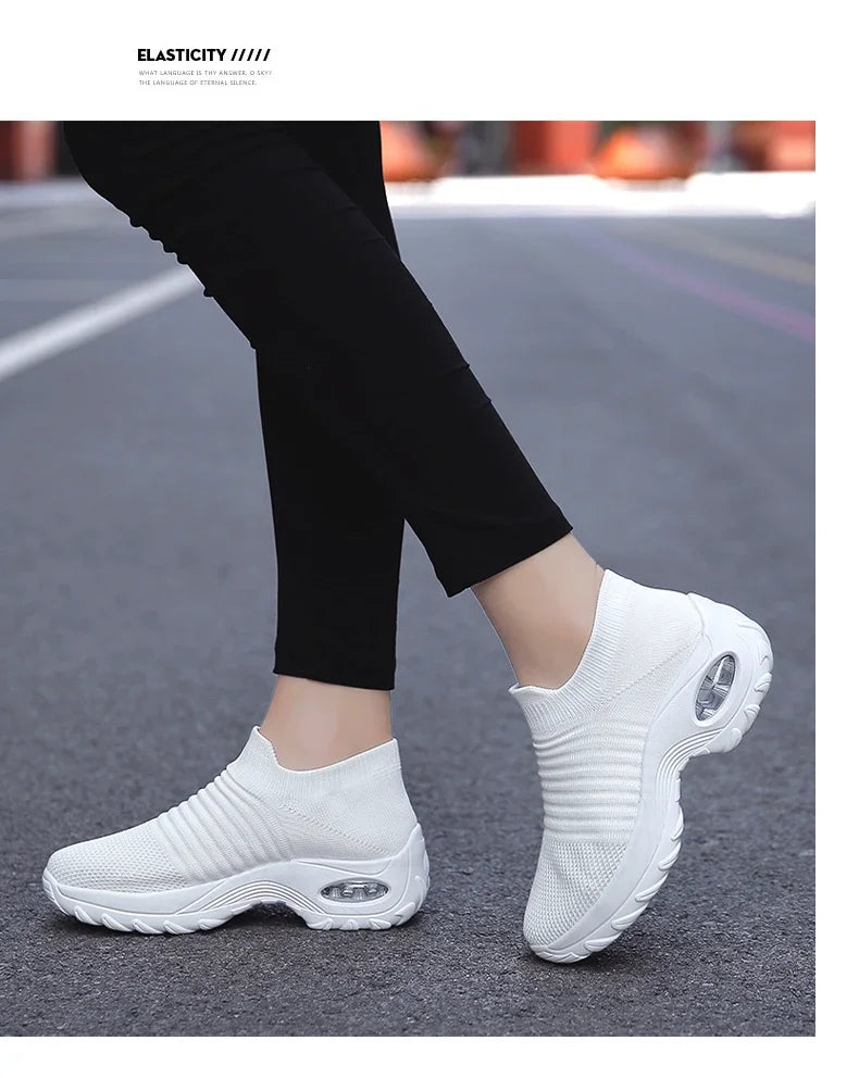 Women Sneakers Summer Fashion Black Sports Casual Shoes Breathable Mesh Lightweight Air Cushion Non-Slip Running Shoe Zapatillas Pi-Mart