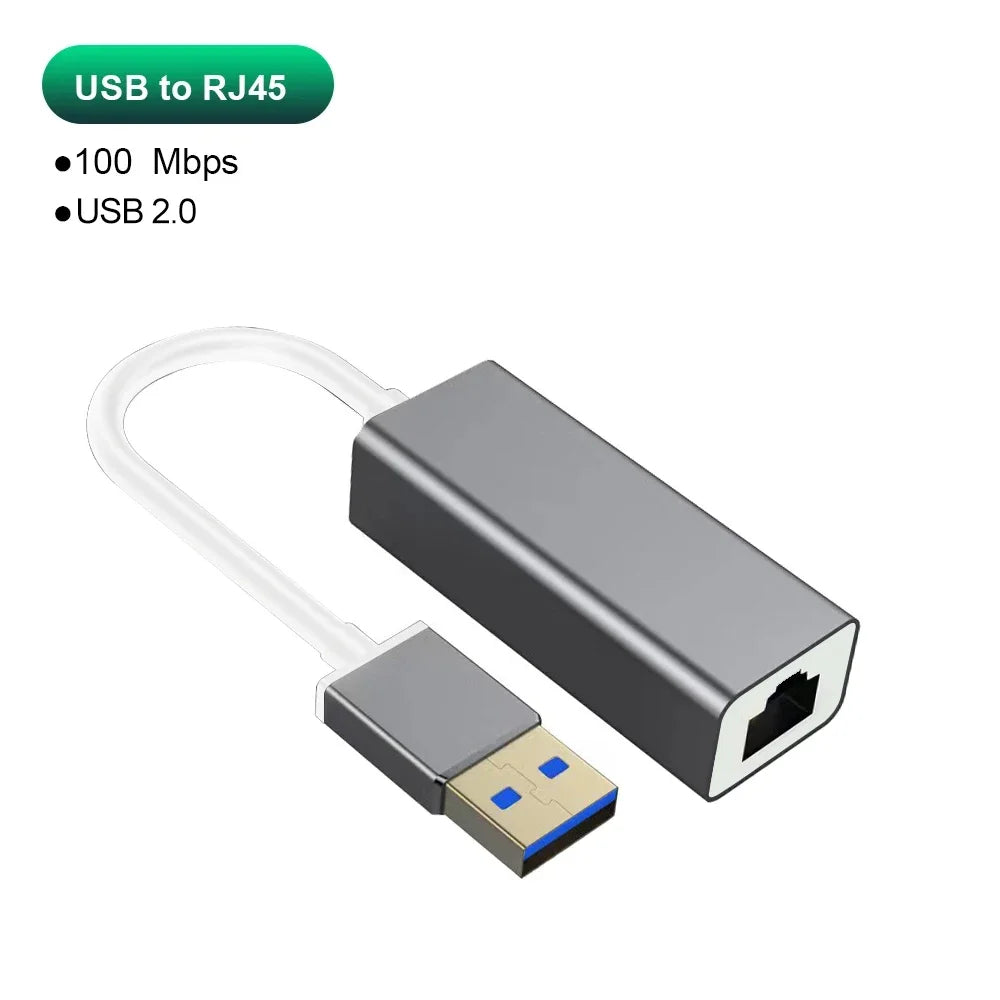 USB Type C Ethernet Adapter 1000Mbps USB 3.0 RJ45 Network Card For MacBook PC Windows XP 7 8 10 Android USB Lan Internet Cable Pi-Mart