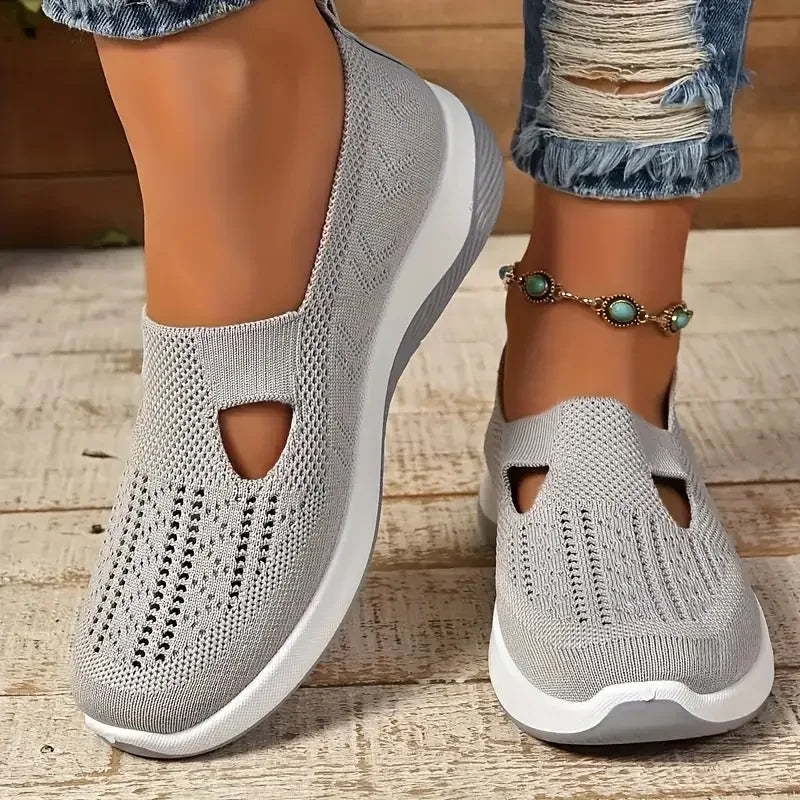 Women's Shoes, Casual Sports Shoes, Solid Color Breathable Sports Soft-Soled lightweight Walking Shoes, Low-Top Knitted Casual S LadyShow.Store