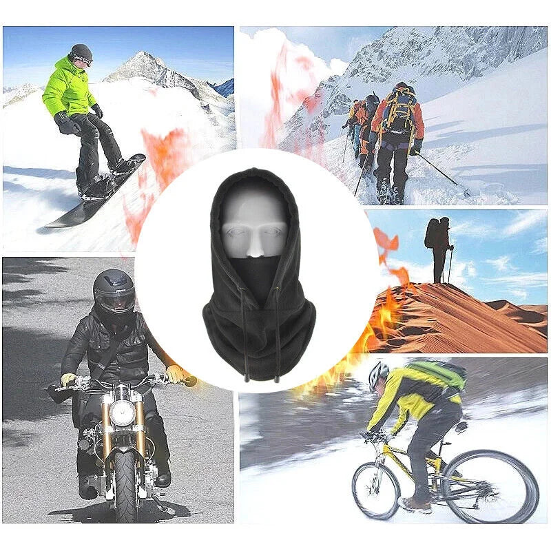 Thermal Fleece Balaclava Hat Hooded Neck Warmer Cycling Face Mask Outdoor Winter Skiing Sport Face Mask Men Cycling Masked Caps Pi-Mart