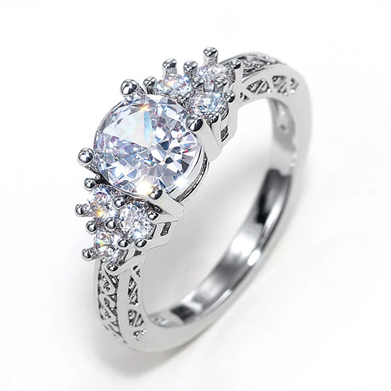 Huitan Trendy Women Wedding Rings with Brilliant Cubic Zirconia Crystal Temperament Female Accessories for Party Fashion Jewelry Pi-Mart
