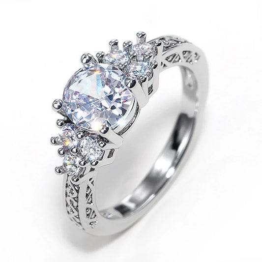 Huitan Trendy Women Wedding Rings with Brilliant Cubic Zirconia Crystal Temperament Female Accessories for Party Fashion Jewelry Pi-Mart