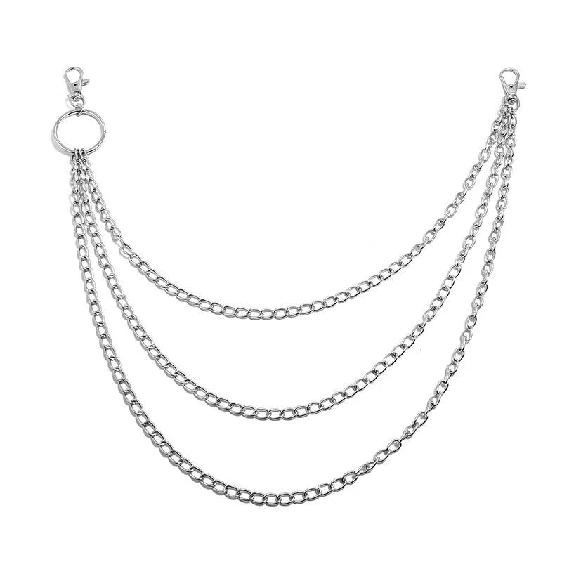 Metal Belt Chain HipHop Rock Punk Hook Trousers Pant Waist Link Metal Wallet Chain Keychain Ring Clip Keyring Jewelry Pi-Mart