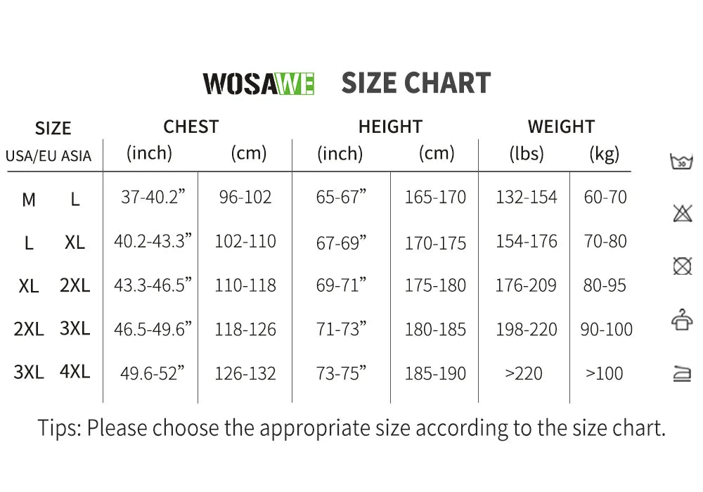 WOSAWE Men Cycling Windbreaker MTB Bicycle Long Sleeve Coat Water Resistant Outdoor Sport Jersey Bike Jacket Cycling Clothing Pi-Mart