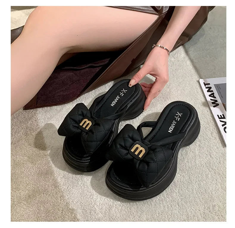 2024 summer New Fashion Women Shoes Slippers Comfortable Platform Shoe High Heels Leisure flower outdoor beach Slipper Women Pi-Mart