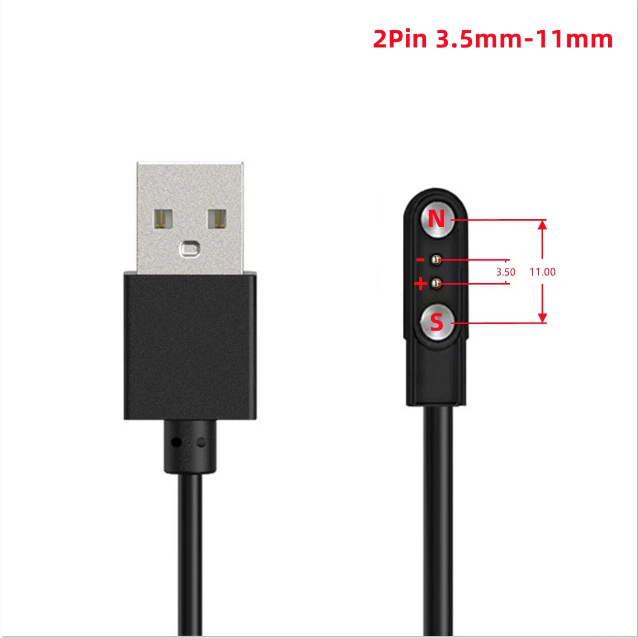2Pin 4Pin 5Pin Magnetic Charging Cable USB to Pogo Pin for Smart Watch Earphone Wristband 60cm 5V Magnetic Dock Charger Adapter LadyShow.Store