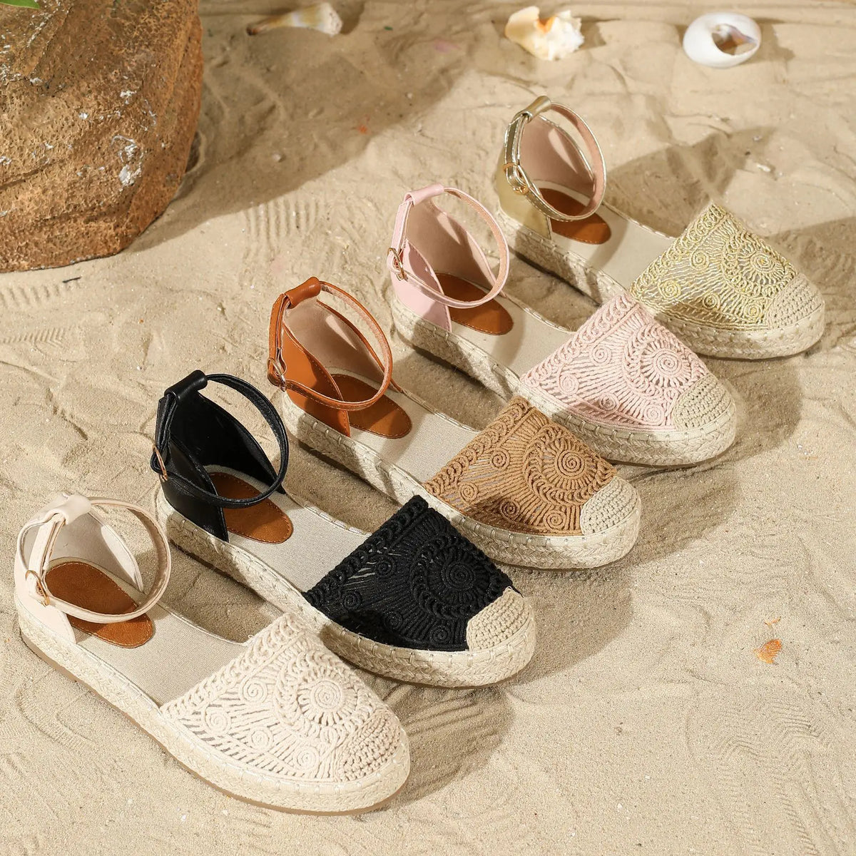 New 2026 Summer Women's Vintage Flats Hemp Rope Bottom Sandals Comfortable Sandals Women's Fisherman Sandals Sandalias De Mujer Pi-Mart