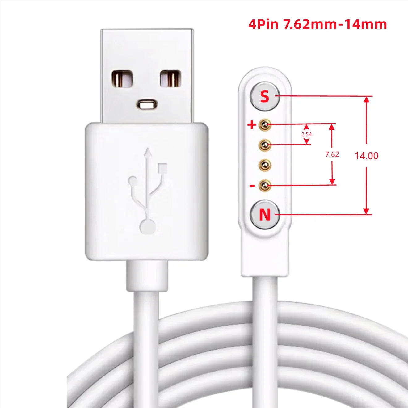 2Pin 4Pin 5Pin Magnetic Charging Cable USB to Pogo Pin for Smart Watch Earphone Wristband 60cm 5V Magnetic Dock Charger Adapter LadyShow.Store