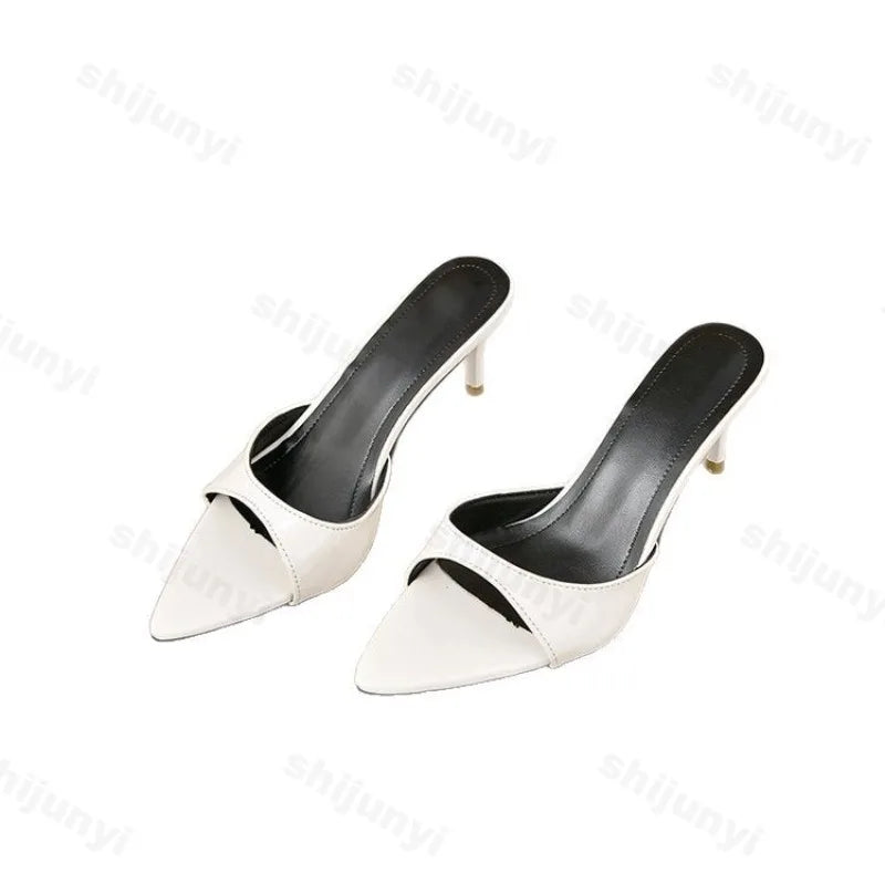 Women's High Heels Summer Slippers Women Sandals Fashion Classic Pointy Open Toe Stiletto Heels Sexy 2025 High-heeled Slippers LadyShow.Store