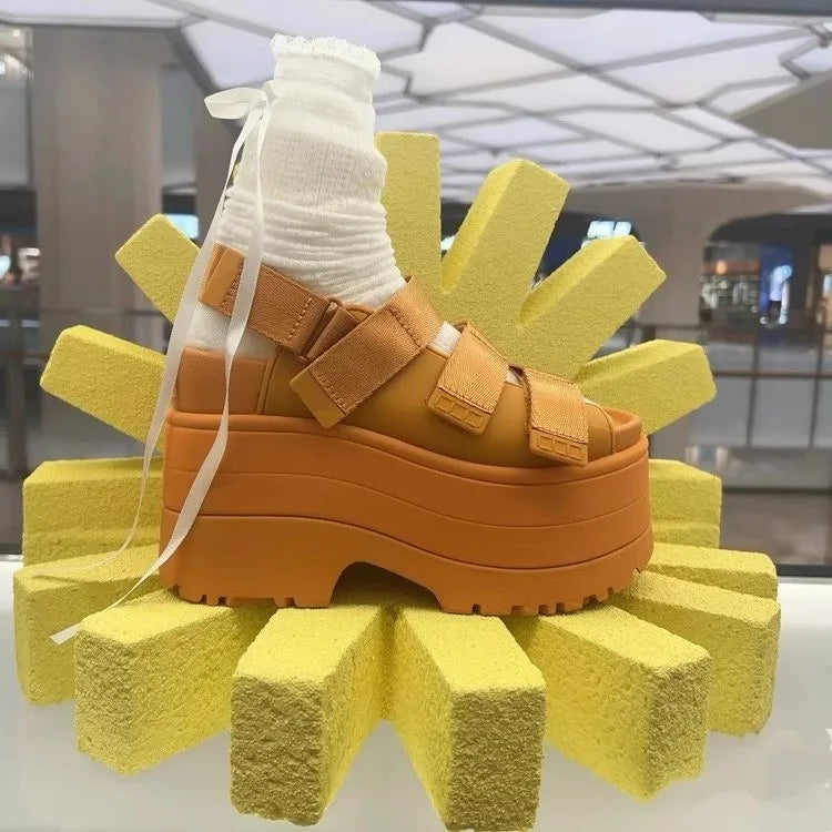 11CM High Platform Sandals Women Summer Hidden Heel Casual Mules Shoes Female Outside Beach Slipper Breathable Chunky Sneakers LadyShow.Store