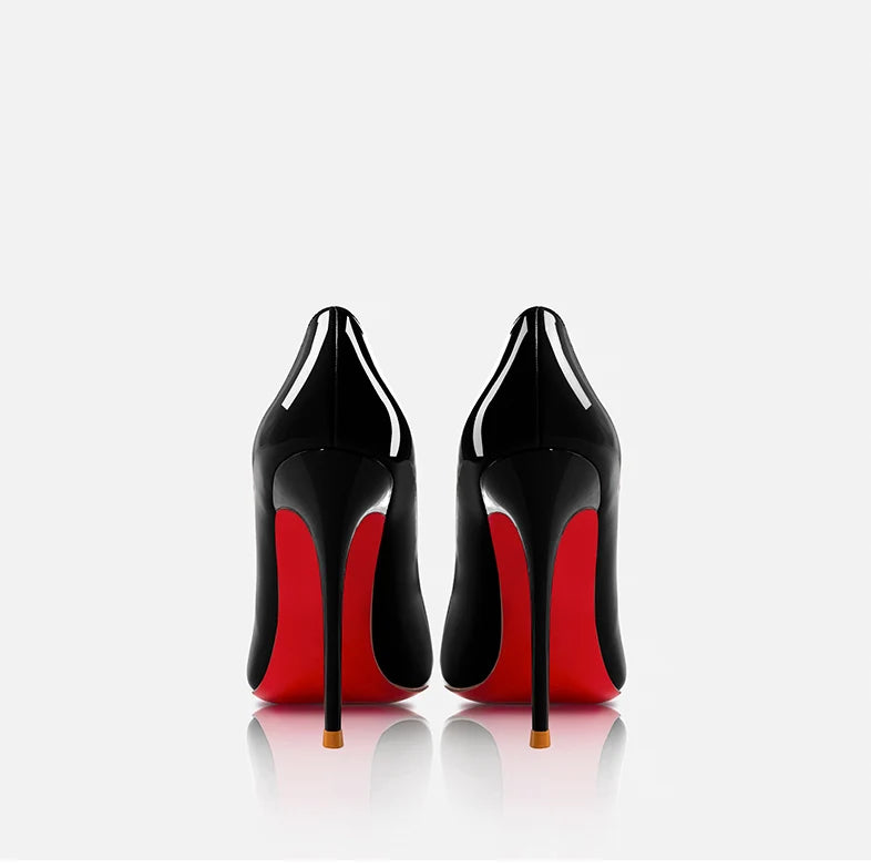 Women Heels Naked Color Women's Elegant High Heel Luxury Black Shoes Woman 2026 Red Shiny Bottoms Pointed Toe Party Ladies Women Pi-Mart