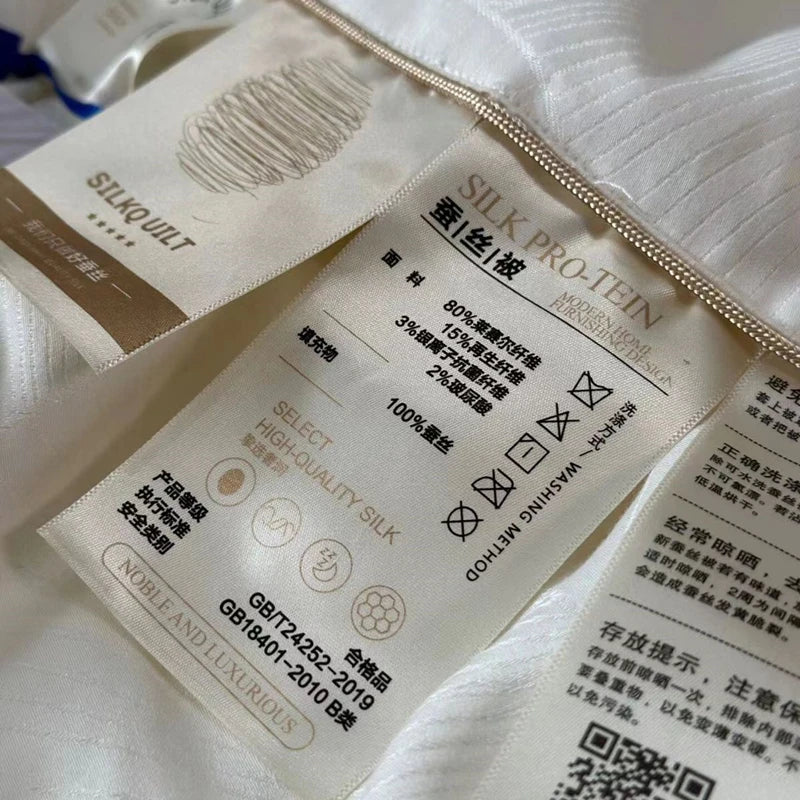 100% Natural Silk Quilt Lyocell Fiber Duvet Queen Size Summer Blanket White Luxury Jacquard Bedding Single Double Bed Comforter Pi-Mart
