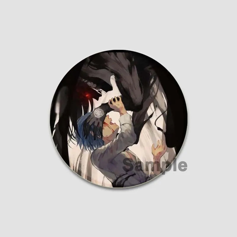 58MM Cartoon Comics Black Butler Creative DIY Badge Tinplate Plastic Pins Button Brooches for Backpack Accessories Jewelry Gifts Pi-Mart