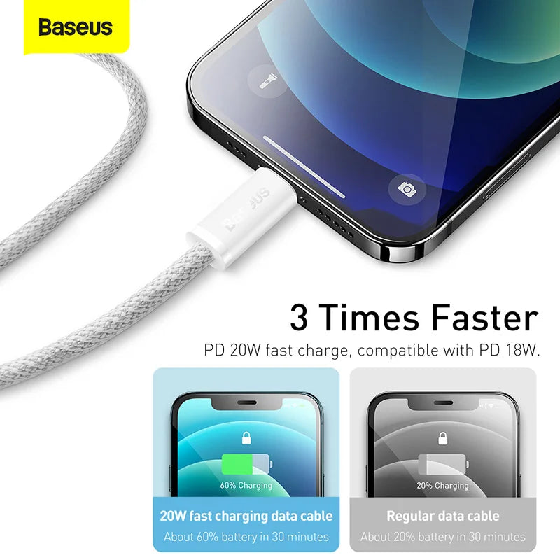 Baseus USB C Cable For IPhone 14 13 12 11 Pro Max Xs Plus 20W 30W Fast Charging Cable Type C Data Wire For ipad Macbook Pi-Mart