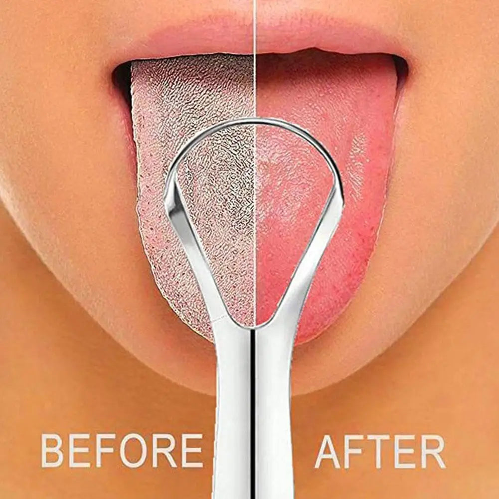 1Pcs Portable Single Layer Tongue Scraper Reusable Stainless Steel Oral Mouth Brush Tongue Scraper Fresh Breath Maker Tri Light Beauty
