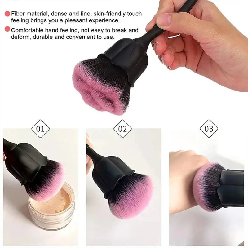 Flower Nail Brush for Manicure Gold Rose Shape Nail Art Brushes Round Small UV Gel Polish Powder Cleaning Tools Nail Accesories Tri Light Beauty
