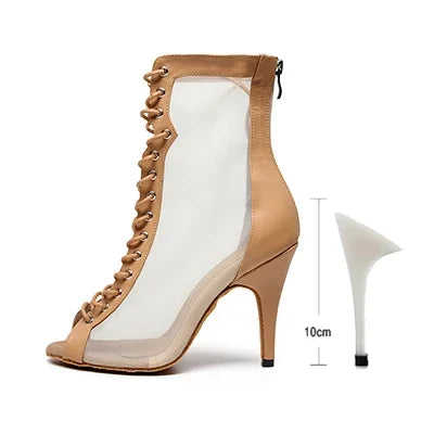 Woman High Tip Ballroom Dance Shoes Woman Ruber Insole Latino Salsa Dancing Shoes For Girls Soft Bottom Practice Latin Shoes LadyShow.Store