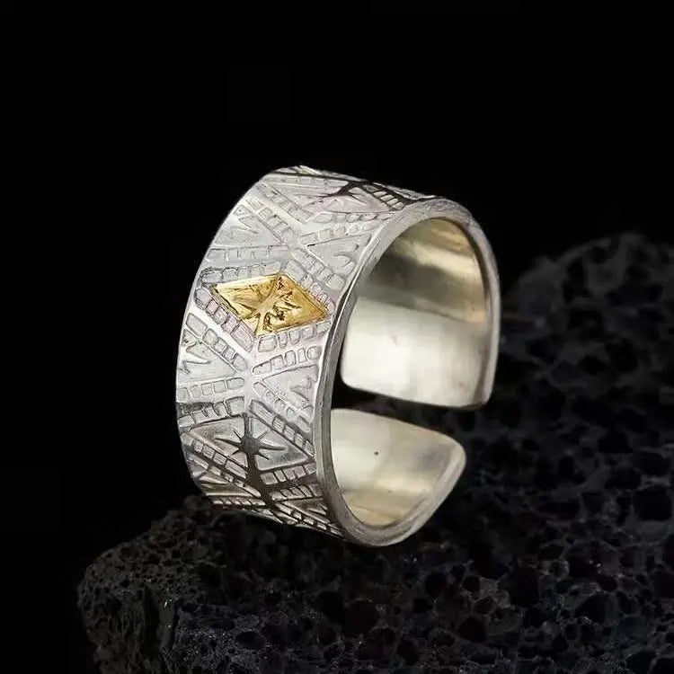 Men's high-end atmospheric ring original men's and women's national style personality new trend Chinese ring Pi-Mart