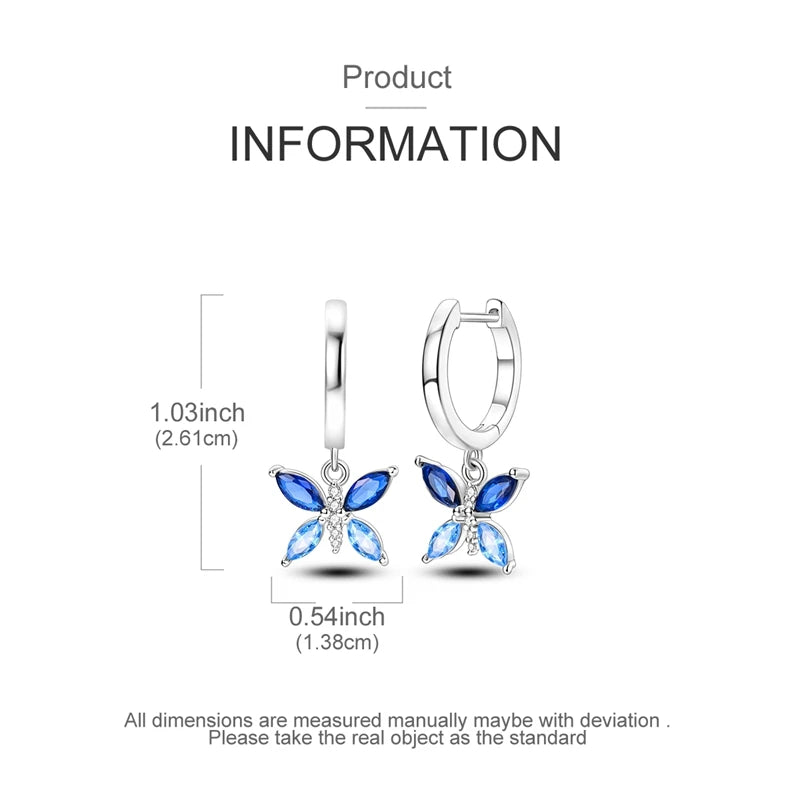 925 Sterling Silver Hoop Earring For Woman Night Sky Blue Purple Gemstone Original Earrings Fashion Jewelry Gift Pi-Mart