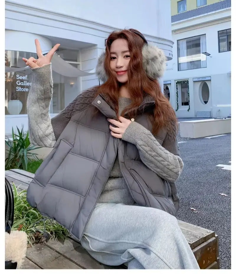 ZAROY Women's Cotton Vest Jacket Autumn Winter Loose Casual Stand Collar Pocket Puffer Waistcoat Coat Trendy Outerwear куртка LadyShow.Store