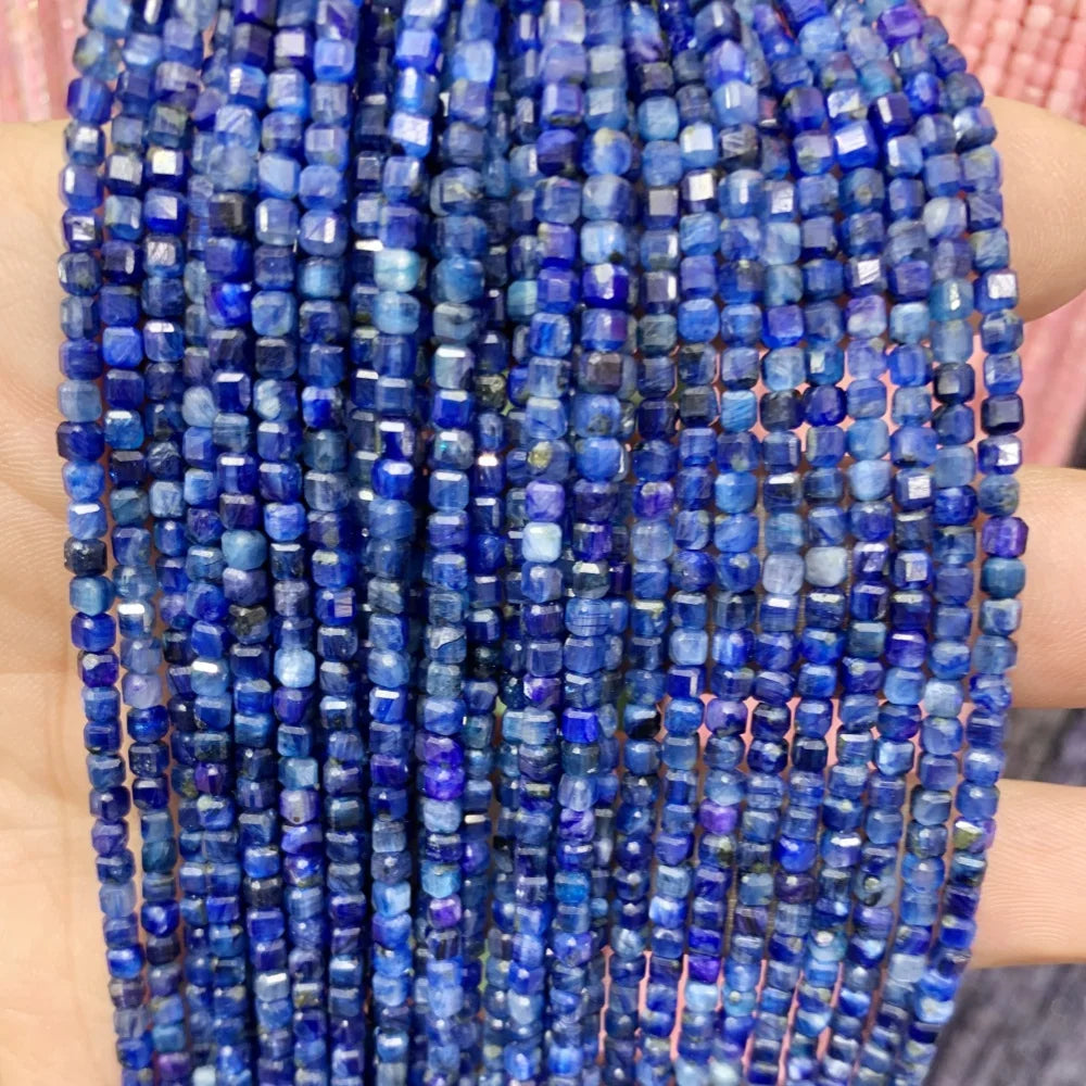 2x2mmNatural Colored Tourmaline Blue Tourmaline Faceted Cube Beads Square Stone Beads for JewelryDIY Making  Gemstone Loose Bea Pi-Mart