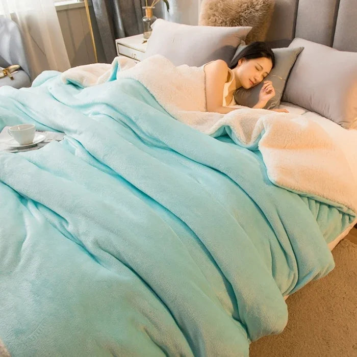 Wool Throw Blanket Keep Warm Winter Bed Blankets Double Sided Queen Duvet Cover Camping Double Bed Cover Bedspread On The Bed Pi-Mart