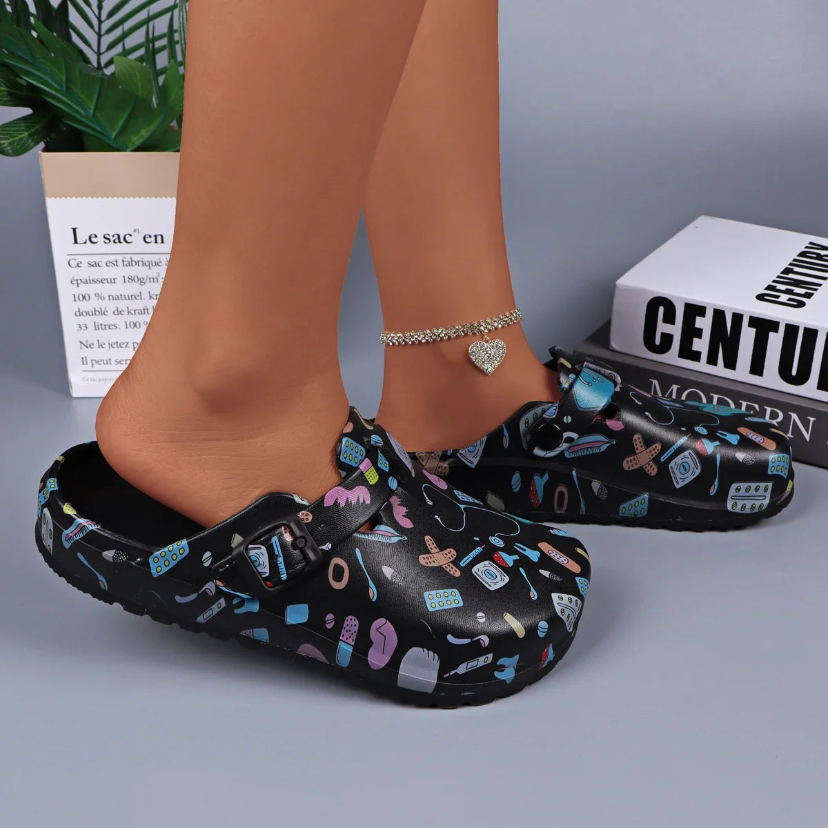 Comfortable Women's Shoes Non-Slip Eva Slippers Closed Toe Adjustable Buckle Strap,Soft Flat Sole Women's Clogs LadyShow.Store