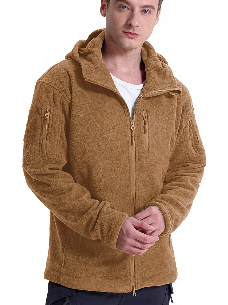 Men's Hunting Fleece Jacket Hiking Hunting Outdoor Fleece  Tactical Jacket Winter Warm Full Zip Military Hoodies Multi-Pockets Pi-Mart
