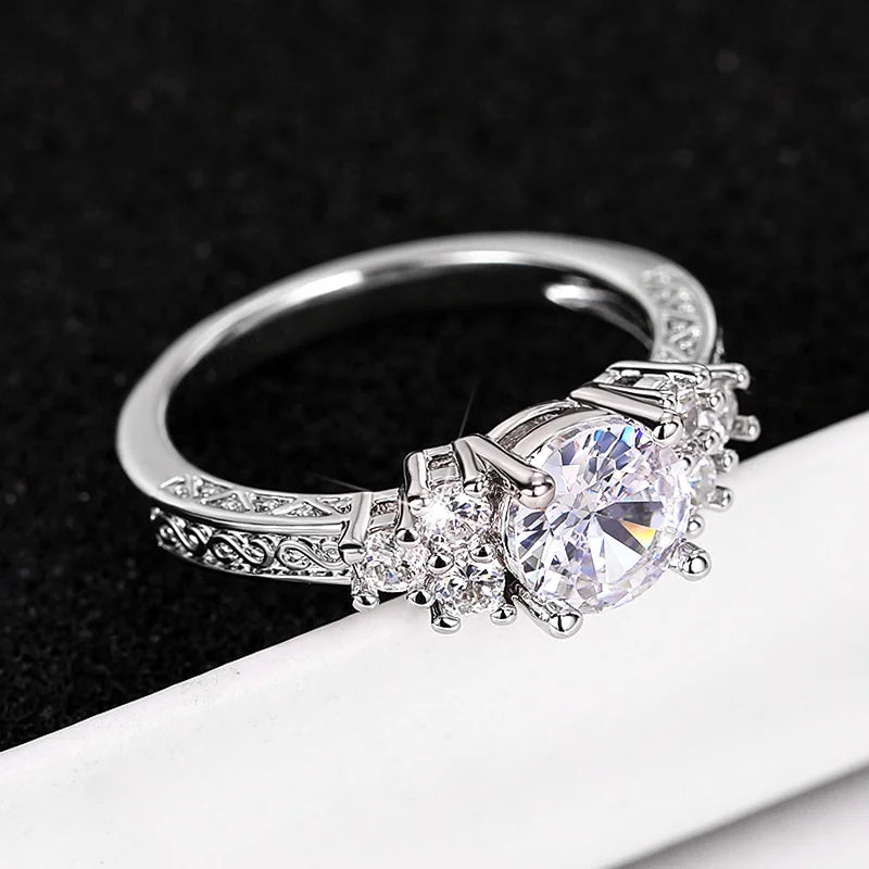 Huitan Trendy Women Wedding Rings with Brilliant Cubic Zirconia Crystal Temperament Female Accessories for Party Fashion Jewelry Pi-Mart