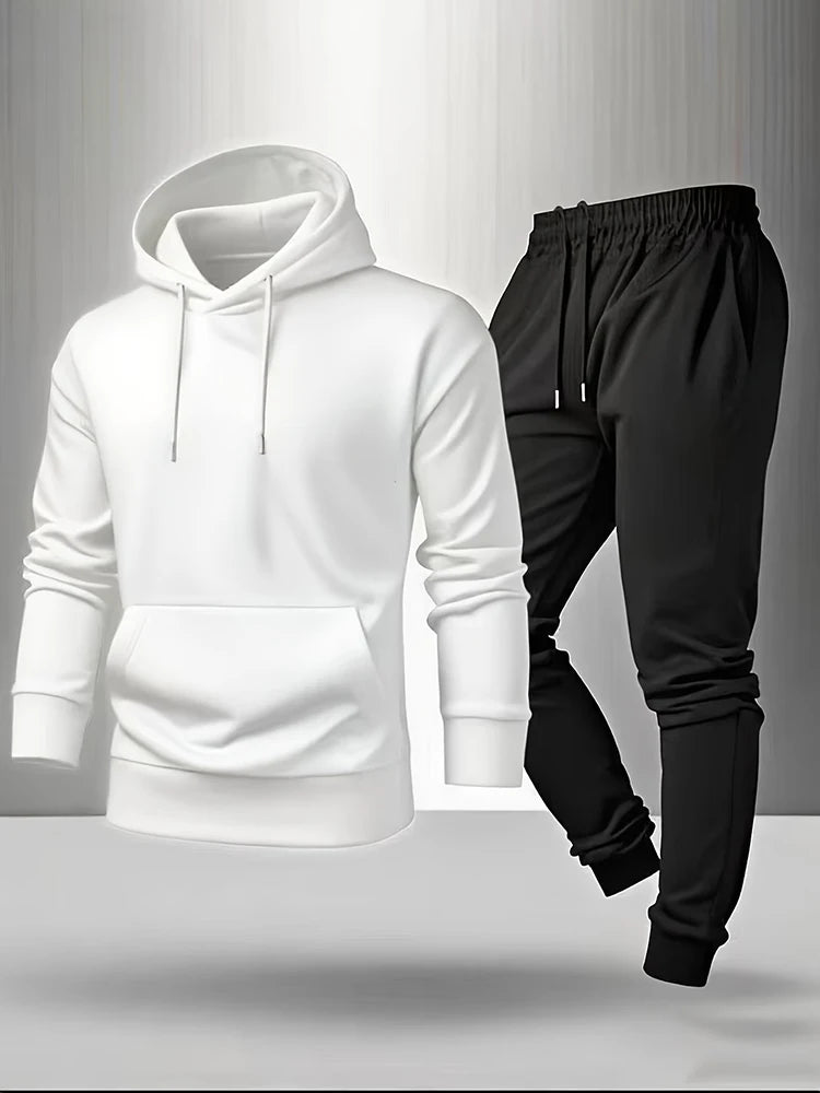 Men's Tracksuit Casual Hoodies Sweatshirts Suit Outdoors Gym Sports Jogging Clothing Autumn Winter Fashion Sweatpants 2 Pcs Sets Pi-Mart