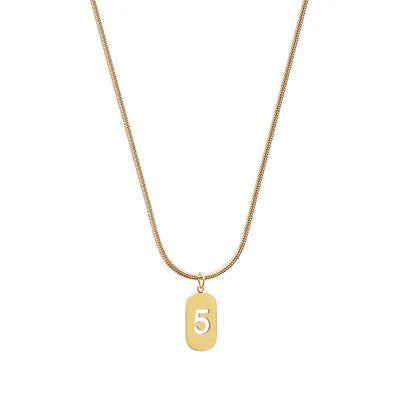 Stainless Steel Angel Number Necklace 0 1 2 3 4 5 6 7 8 9 Rectangle For Women Men Hollow Lucky Number Chain Necklaces Jewelry Pi-Mart