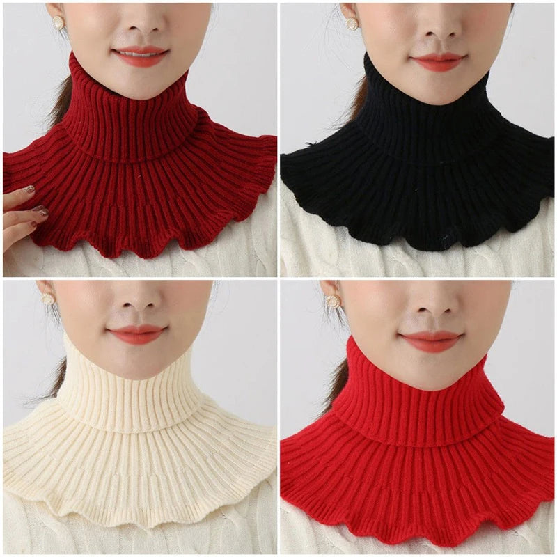 Warm Knitted Fake Collar Women Thicken Turtleneck Ruffles False Collars Detachable Neck Guard Winter Windproof Fake Collar Pi-Mart