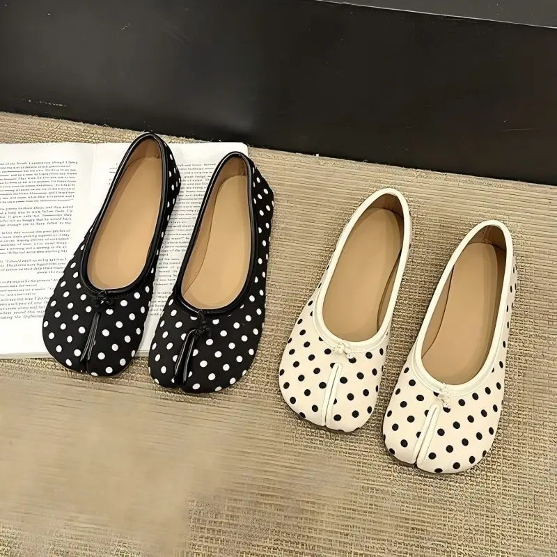 2026 New Women's Polka Dot Split-Toe Flats, Soft Slip-On Ballet Shoes, Comfortable Fashion Casual Flat Shoes for Ladies LadyShow.Store
