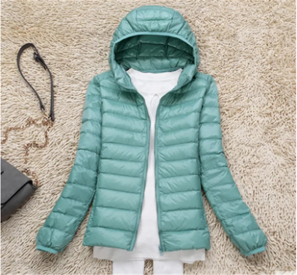 Women Puffer Jacket 15 Colors Plus Size 5XL 6XL 7XL 2025 New Spring Autumn Female Ultra Lightweight Packable Hooded Down Coats LadyShow.Store
