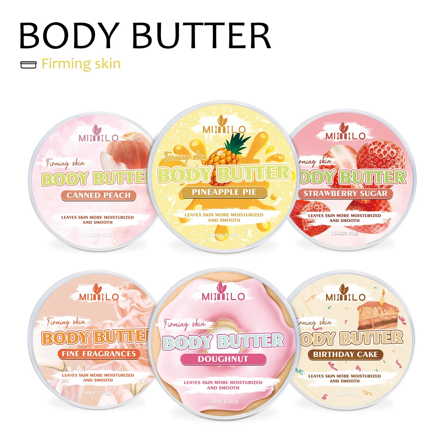 100g Moisturizing Body Glaze Cream 6 Sweet Flavors Body Butter Hydration Soft Smooth Skin Non Sticky Non Tightening Pi-Mart