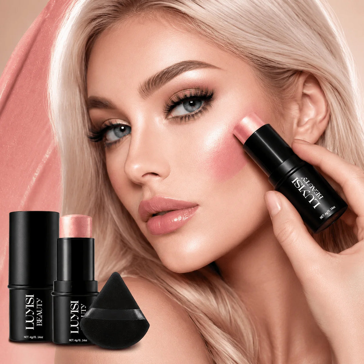 1PC Soft Rosy Color Blush Stick,Creamy Face Makeup,Waterproof,Natural Radiant Glow Finish, Lightweight Cheek,For Daily Makeup, Pi-Mart