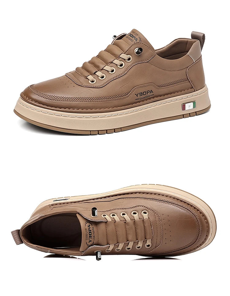 New Large Size 38-48 Leather Men's Sneakers Fashion Casual Men's Platform Sneakers Spring Autumn Designer Board Shoes Man Pi-Mart