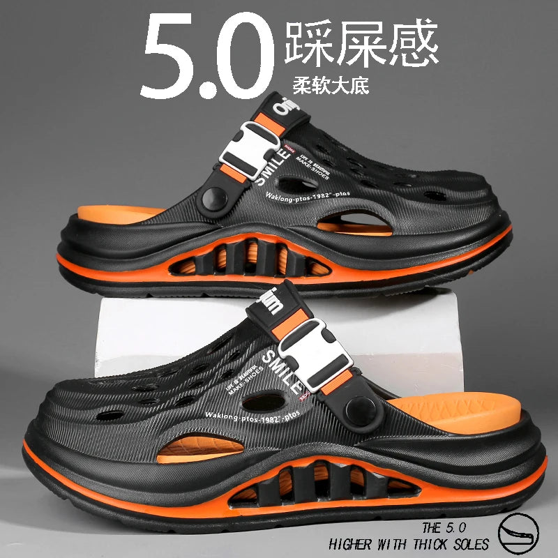 2026 New Men's Holes oes Summer Thi Bot Anti-Slip Driving Beach Slippers Spor Casual EVA Injection Moulding Footwear Pi-Mart