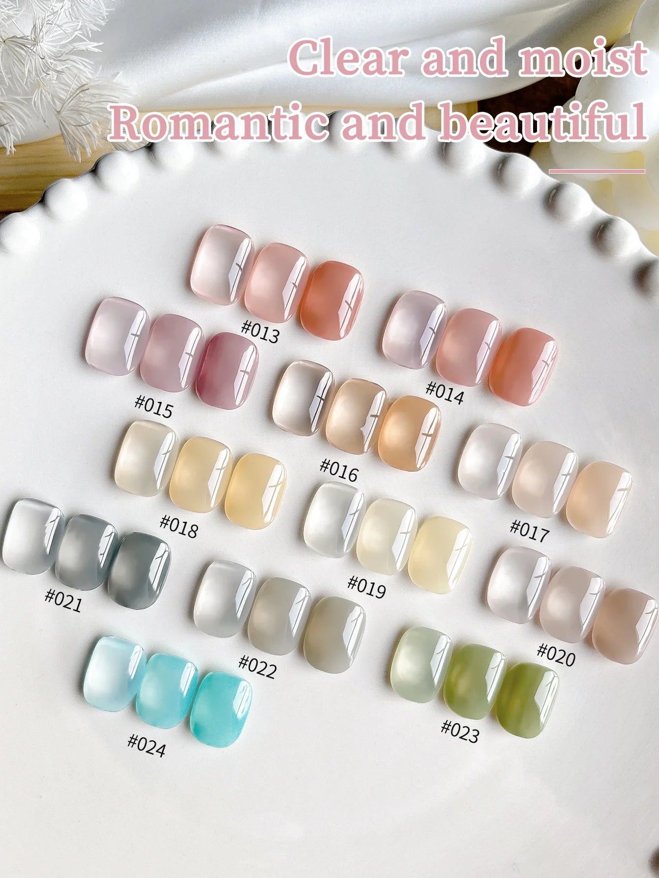 24Pcs 15ML Ice-through Color Gel Nail Polish Semi Permanent Nail Art Soaking UV LED Nail Salon DIY Nail Salon Gel For Spring Tri Light Beauty