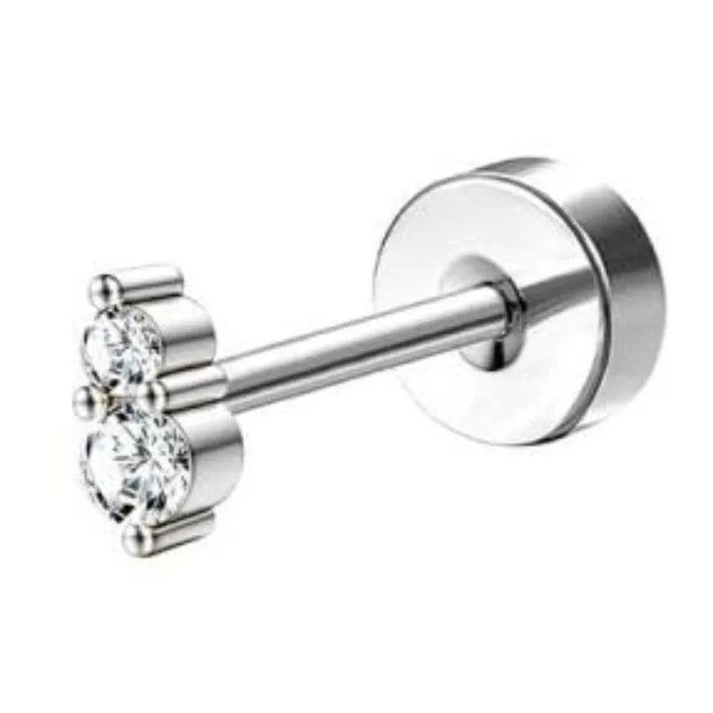 Bobisty 1pc Earrings for Sensitive Ears Surgical Stainless Steel Earrings for Women Dainty Flat Back Earring Stud Hoop Cartilage Pi-Mart