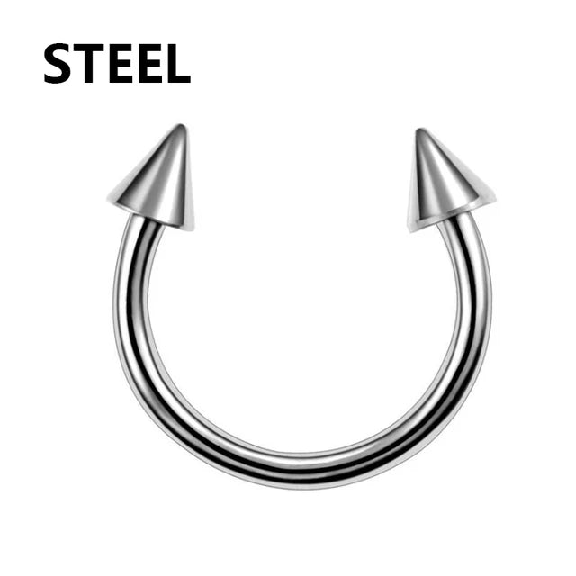 1PC metal Horseshoe Fake Nose Ring C Clip Septum Lip stainless steel Real Piercing Nose Rings Hoop For Women Men Jewelry Pi-Mart